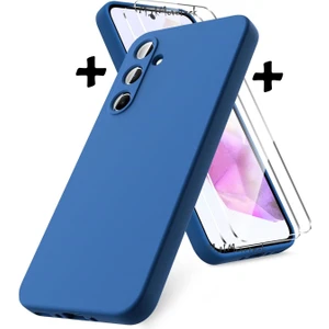 M.TK Moveteck Samsung Galaxy S24 Fe Kılıf Kamera Korumalı Yumuşak Mat Silikon + 9h Ekran Koruyucu Cam Set 2in1