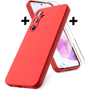 M.TK Moveteck Samsung Galaxy S24 Fe Kılıf Kamera Korumalı Yumuşak Mat Silikon + 9h Ekran Koruyucu Cam Set 2in1