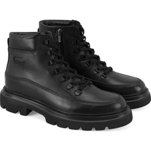 Teora Siyah Erkek Deri Fermuarlı Bot