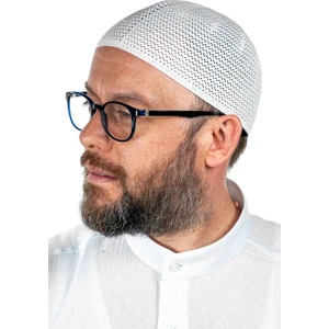 Lüks Çelik Örme Namaz Takkesi Beyaz 1 Adet