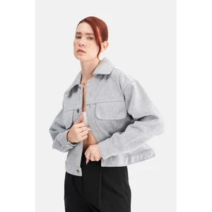 Kadın Kaşe Geniş Yaka Crop Ceket