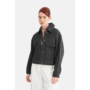 Kadın Kaşe Geniş Yaka Crop Ceket