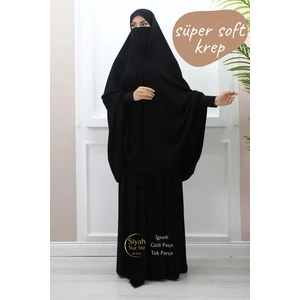 Iğneli Gizli Peçeli Tek Parça Süper Soft Krep Çarşaf