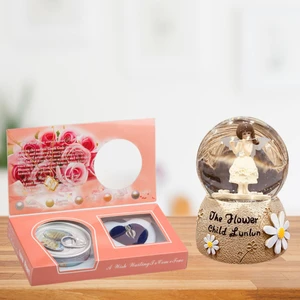 Istiridye Içinde Gerçek Inci Kolye & Papatya Kız Renk Değiştiren Işıklı Kar Küresi