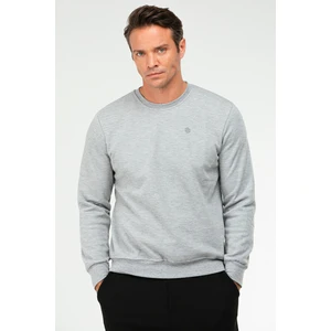 Gri Melanj Regular Pamuklu O Yaka Basic Erkek Sweatshirt XC2372