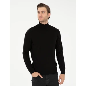 Pierre Cardin Erkek Siyah Slim Fit Balıkçı Yaka Basic Triko Kazak 50296582-VR046