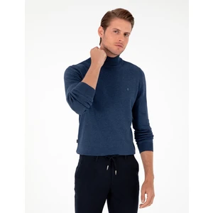 Pierre Cardin Erkek İndigo Melanj Slim Fit Yarım Balıkçı Yaka Basic Triko Kazak 50296614-VR155
