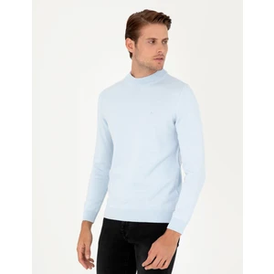 Pierre Cardin Erkek Açık Mavi Slim Fit Yarım Balıkçı Yaka Basic Triko Kazak 50296564-VR003