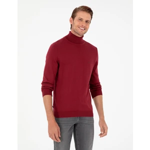 Pierre Cardin Erkek Vişne Slim Fit Balıkçı Yaka Basic Triko Kazak 50296602-VR223