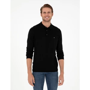 Pierre Cardin Erkek Siyah Slim Fit Polo Yaka Basic Triko Kazak 50296623-VR046