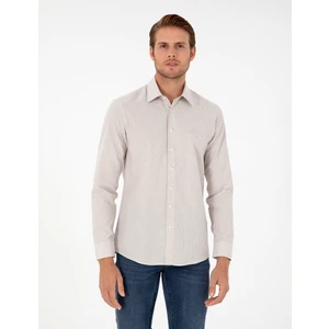 Pierre Cardin Erkek Bej Slim Fit Uzun Kollu Gömlek 50297468-VR011
