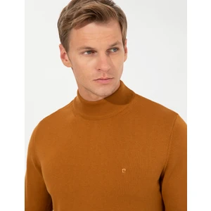 Pierre Cardin Erkek Kahverengi Slim Fit Yarım Balıkçı Yaka Basic Triko Kazak 50256965-VR163