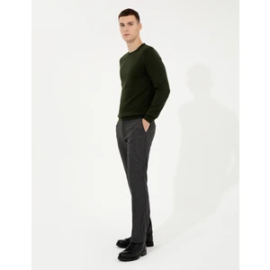 Pierre Cardin Erkek Koyu Yeşil Slim Fit Bisiklet Yaka Basic Triko Kazak 50257290-VR079
