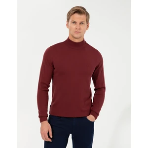 Pierre Cardin Erkek Bordo Slim Fit Yarım Balıkçı Yaka Basic Triko Kazak 50256965-VR014