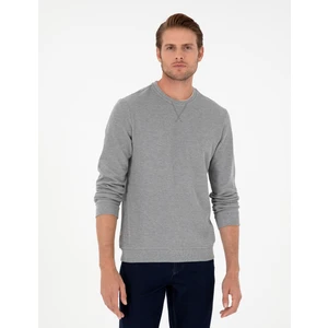 Pierre Cardin Erkek Gri Melanj Regular Fit Sweatshirt 50296485-Vr086