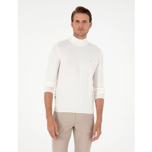 Pierre Cardin Erkek Ekru Slim Fit Yarım Balıkçı Yaka Basic Triko Kazak 50296614-VR019