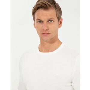 Pierre Cardin Erkek Ekru Slim Fit Bisiklet Yaka Basic Triko Kazak 50257290-VR019
