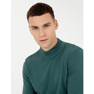 Pierre Cardin Erkek Yeşil Slim Fit Yarım Balıkçı Yaka Basic Triko Kazak 50256965-VR054