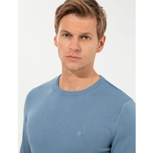 Pierre Cardin Erkek Mavi Slim Fit Bisiklet Yaka Basic Triko Kazak 50257290-VR036