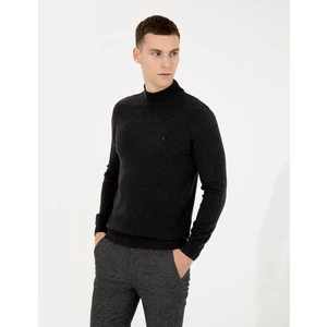 Pierre Cardin Erkek Antrasit Melanj Slim Fit Yarım Balıkçı Yaka Basic Triko Kazak 50256965-VR081