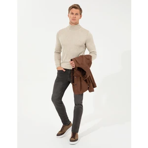Pierre Cardin Erkek Kum Melanj Slim Fit Balıkçı Yaka Basic Triko Kazak 50257158-VR123