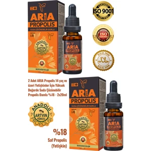 2 Adet Yetişkinler İçin Suda Çözünebilir Yüksek Değerde Propolis Damla %18 - 2x20ml