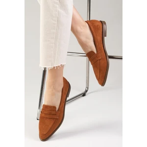 Mio Gusto River Taba Süet Renk Kadın Loafer Günlük Düz Ayakkabı