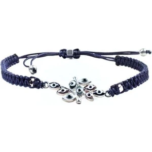 Mavi Makrome Nazar Yapraklı Bileklik