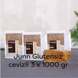 JUNN Glutensiz Karabuğday Ekmeği, Cevizli 3 x 1000 gr Mayasız, Aktive Edilmiş Karabuğday Tohumu