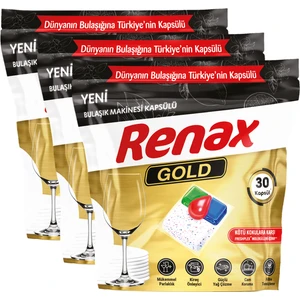 Renax Gold Bulaşık Makinesi Kapsülü Hepsi Bir Arada 30 x 3 Paket 90 Lı