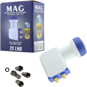 Mag 2'li Philips Chip'li Çanak Anten Lnb'si + 4 Adet Contalı Konnektör