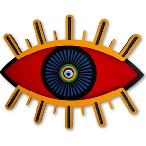 Dark Flamingo El Yapımı Üç Boyutlu Ahşap Nazar Boncuklu Göz Temalı Duvar Süsü