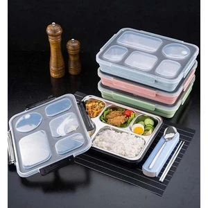 Çelik Beslenme Kabı 5 Bölmeli 1600 ml Siyah BL-50122