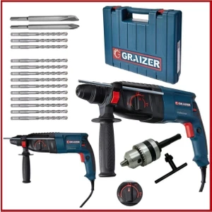 Alman G-3000 Watt 5.0 Joul Metal Dişli Hilti Darbeli Matkap + Yedek Mandren + 15 Uç Kırıcı