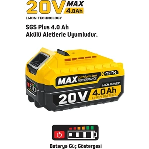 Sgs5498 - 20 Volt 4 Amper Yedek Akü Batarya (Sgs Plus 4 Amper Akülü Aletlere Uyumludur)