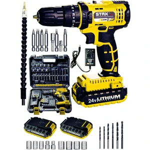 STX1069 24V Çift Akülü Şarjlı Vidalama Darbeli Matkap Çantalı Set + 24PARÇA Usta Seti