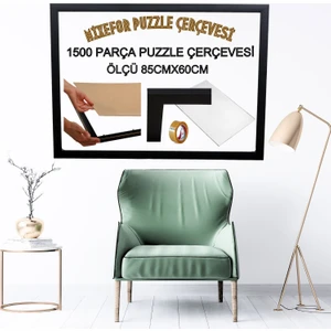 1500 Parça Puzzle Çerçevesi  Ölçü 85CM x 60CM Renk Siyah  Arka Destek Mdf -Ön Yüzey Kırılmaz Parlama Yapmayan Pleksi