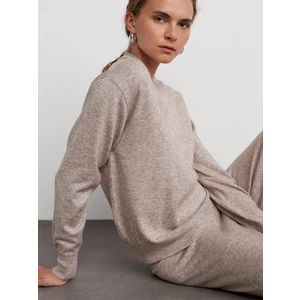 10633 Bisiklet Yaka Basic Triko Kazak-Vizon M.