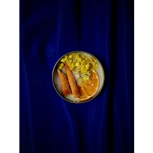 Portakal ve Tarçın Kokulu Doğal Çiçek Temalı Dekoratif Meditasyon ve Yoga Mumu