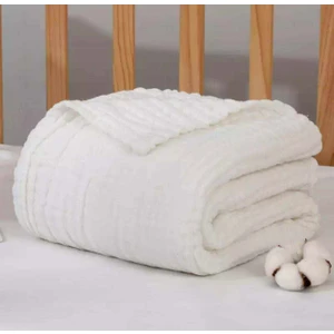 Juniperus 4 Katlı Nefes Alabilen Ekru Müslin Bebek Battaniyesi, Unisex, 105x110 cm – Yumuşak ve Hassas Cilt Dostu