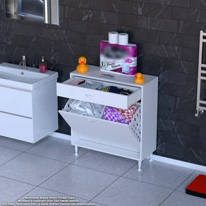 Modilayn EMİR 75x88x32,5 cm 2 Göz Sepetli kirli çamaşır düzenleyici dolap