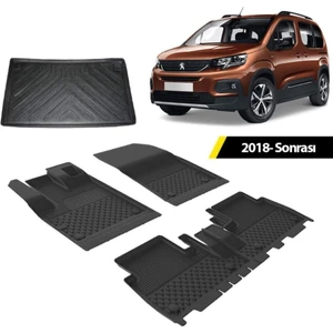 Peugeot Rifter 2019+ 4.5D Sahler Paspas 3D Bagaj Havuzu Rizline Siyah