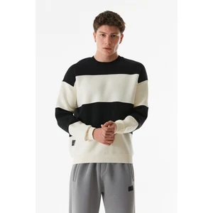 Renk Bloklu Bisiklet Yaka Sweatshirt