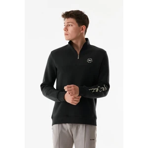 Basic Çift Cepli Fermuarlı Dik Yaka Sweatshirt