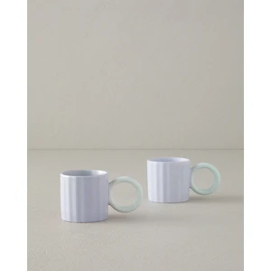 Angled New Bone China Kahve Fincan Takımı Lila