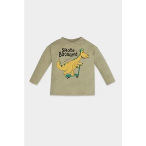 Erkek Bebek Bisiklet Yaka Dinazor Baskılı Uzun Kollu Tişört D5794A5NS