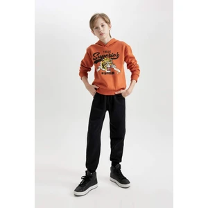 Erkek Çocuk 2'li Takım Kaplan Baskılı Kapüşonlu Kalın Sweatshirt Beli Lastikli Jogger Eşofman Altı D3559A824WN