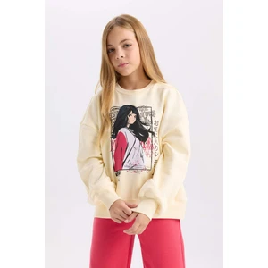 Kız Çocuk 2'li Takım Bisiklet Yaka Baskılı Sweatshirt Beli Lastikli Jogger Eşofman Altı D2220A824WN