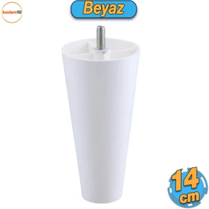 Vidalı Düz Plastik Ayak 14 Cm Beyaz Mobilya Yükseltici Yükseltme Koltuk Kanepe Baza Ayağı