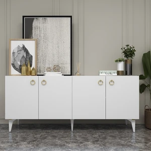 Cantek Dizayn Dronne Konsol 4 Kapaklı, 4 Raflı Beyaz-Beyaz